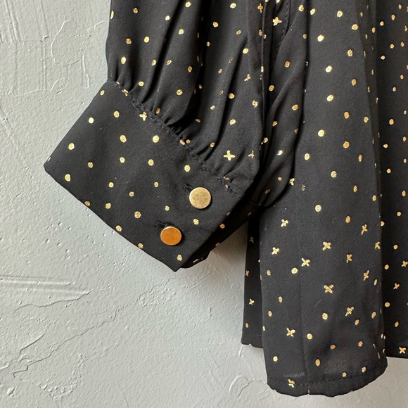 Black and Metallic Gold Dotted Blouse, size 3XL, Ava and Viv brand, NWOT - Picture 4 of 9